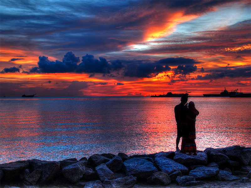マラッカの夕日　Sunset ＠ Pantai Eye on Melaka