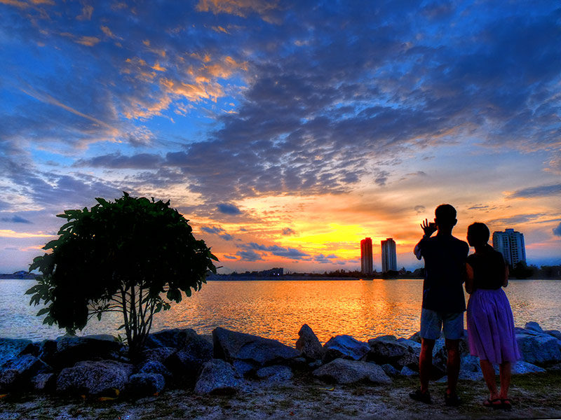 友との再会の日に見た夕景　Sunset @ Klebang Beach Melaka