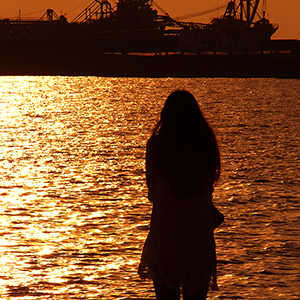 マラッカ海峡と夕日の輝き