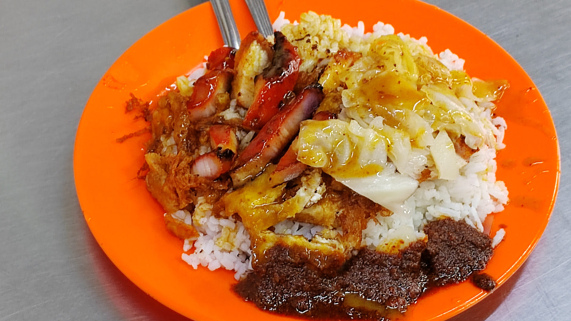 BBQ Pork Rice ( Bunga Raya Charsiew Rice ) 文龍美食坊