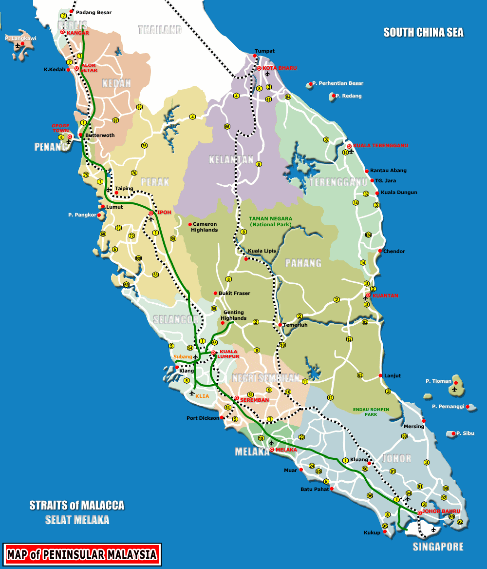 マレーシア半島の地図